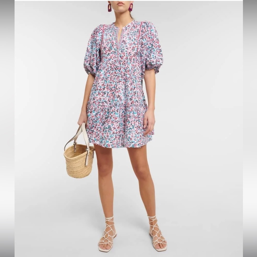 NWT POUPETTE ST BARTH Aria Floral Minidress‎ In Aqua Blueberry